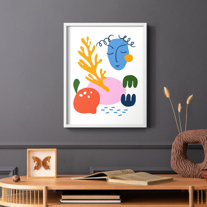 Matisse CDLIII Framed Print - Solid Wood, White Single Picture Framed, 14" H x 11" W