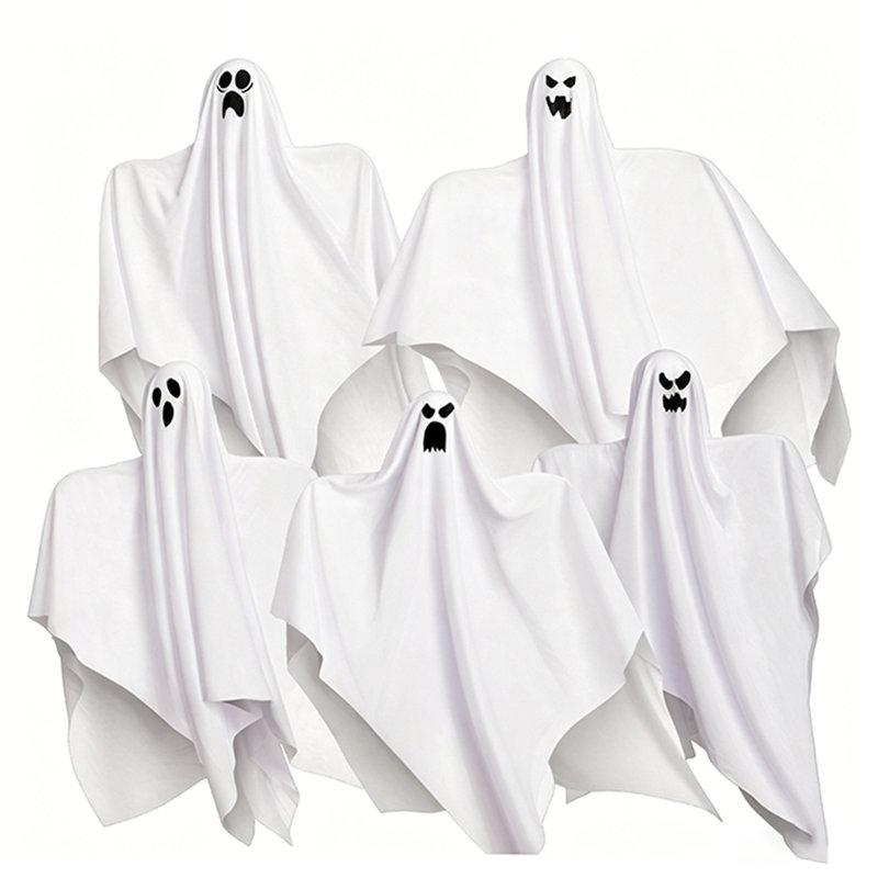 5 fantômes suspendus 27,5 po d'Halloween