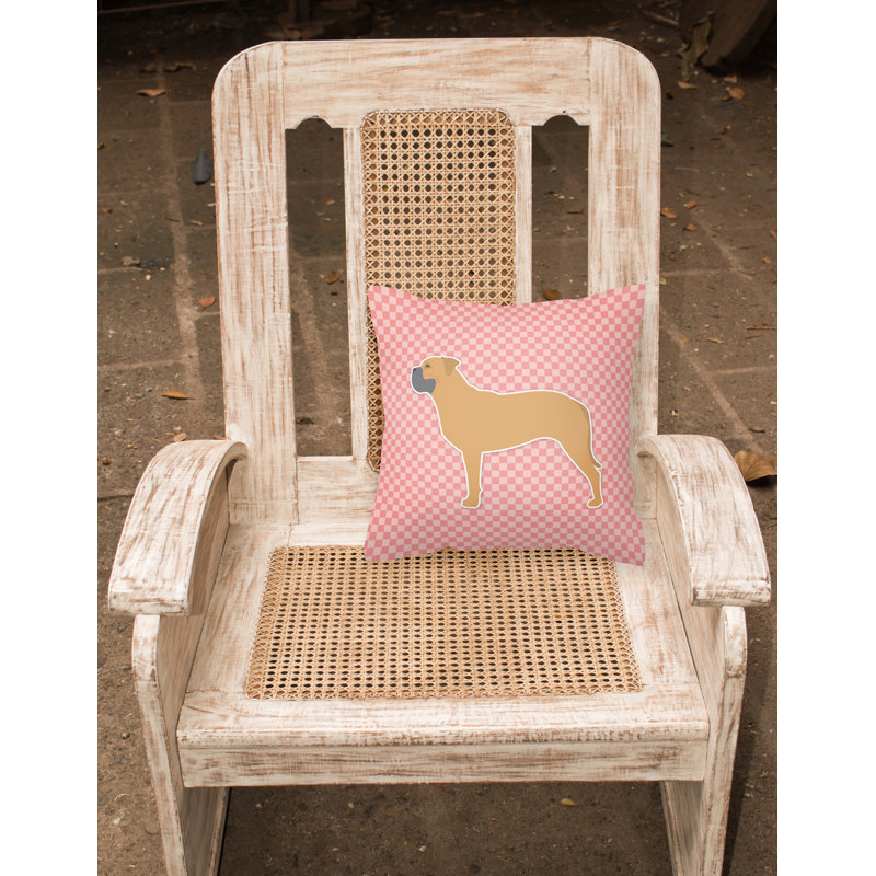 Coussin décoratif intérieur/extérieur bullmastiff, H 18 po x l 18 po x P 3 po, Rose