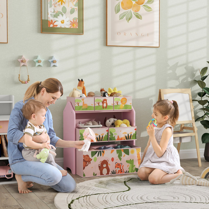 Beahr Latitude Kids Storage Unit 3-Tier Toy Organiser Shelf for Playroom Pink