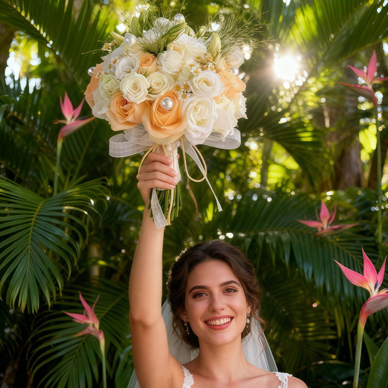 Bouquets de mariage pour la mariée, bouquet de demoiselle d'honneur, champagne, rose, fleurs artificielles pour mariage, décoration d'églises (champagne et ivoire)