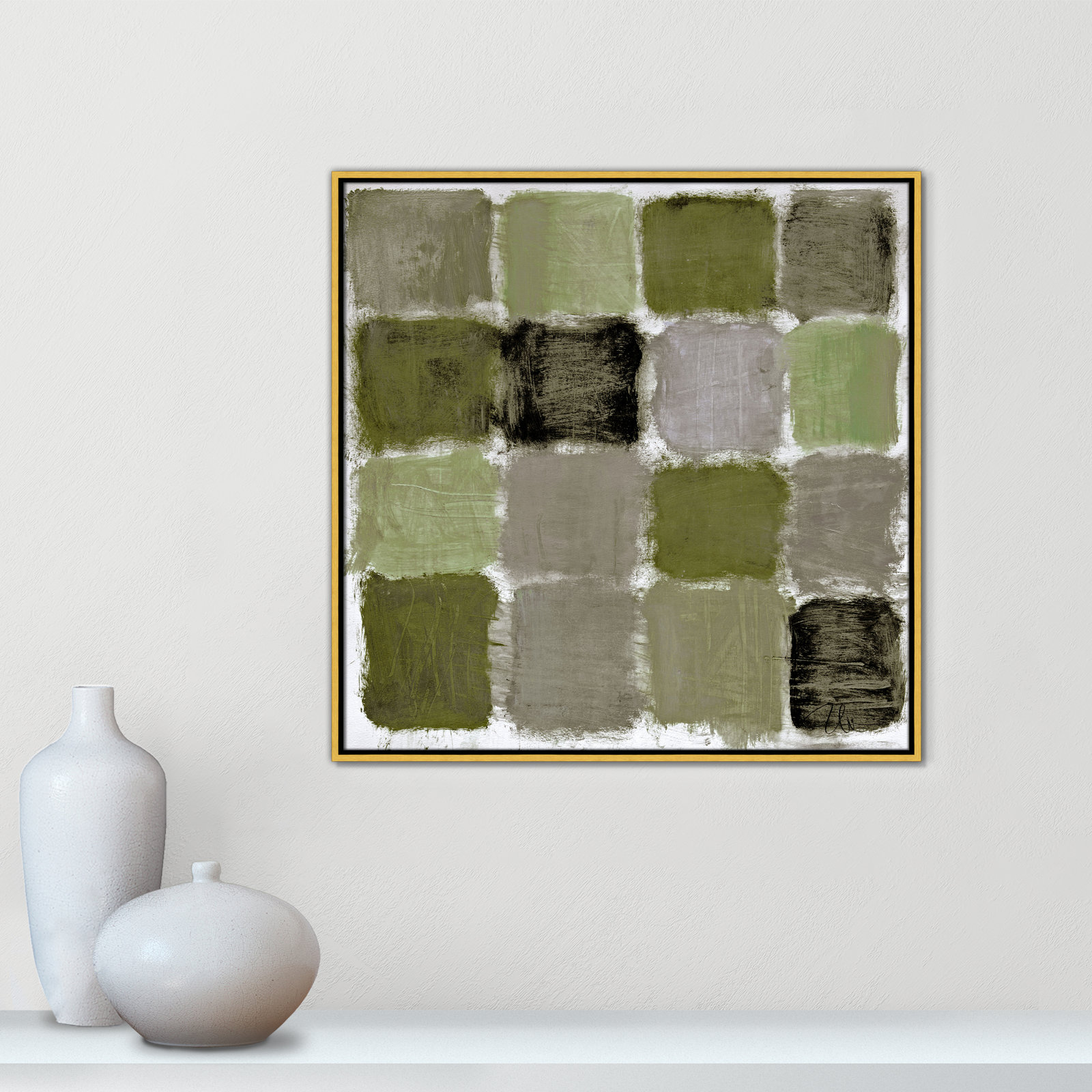 Coppola "Powder Room Green Reflections" Print, 31.5" H x 31.5" W, Gold