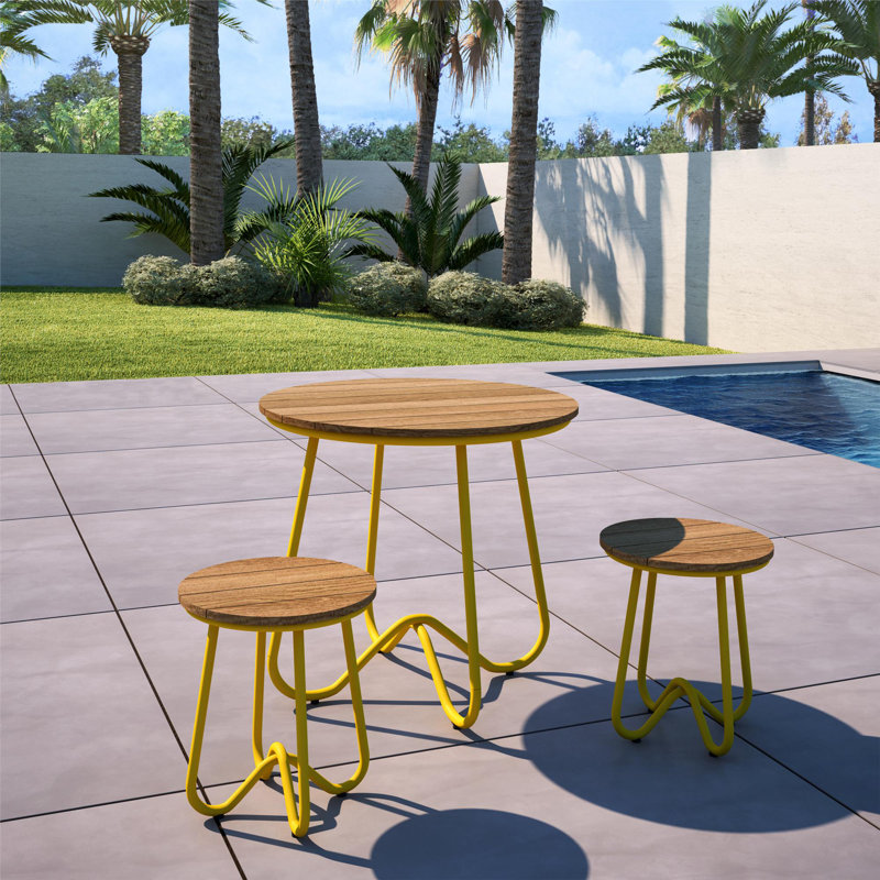 Ferrari 2 - Person Patio Dining Set with Round Table, Yellow