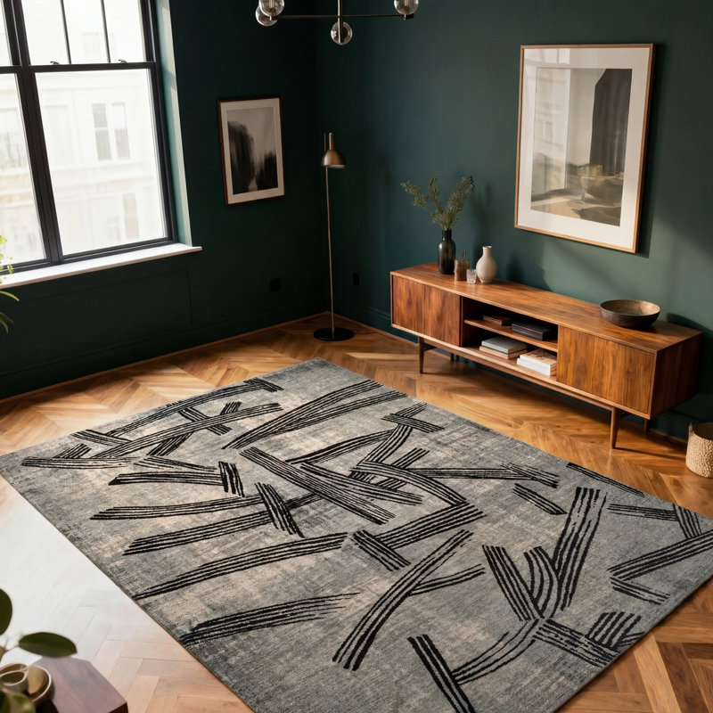 Abstract Recycled P.E.T Jacquard Indoor / Outdoor Area Rug, Rectangle 80 x 150 cm