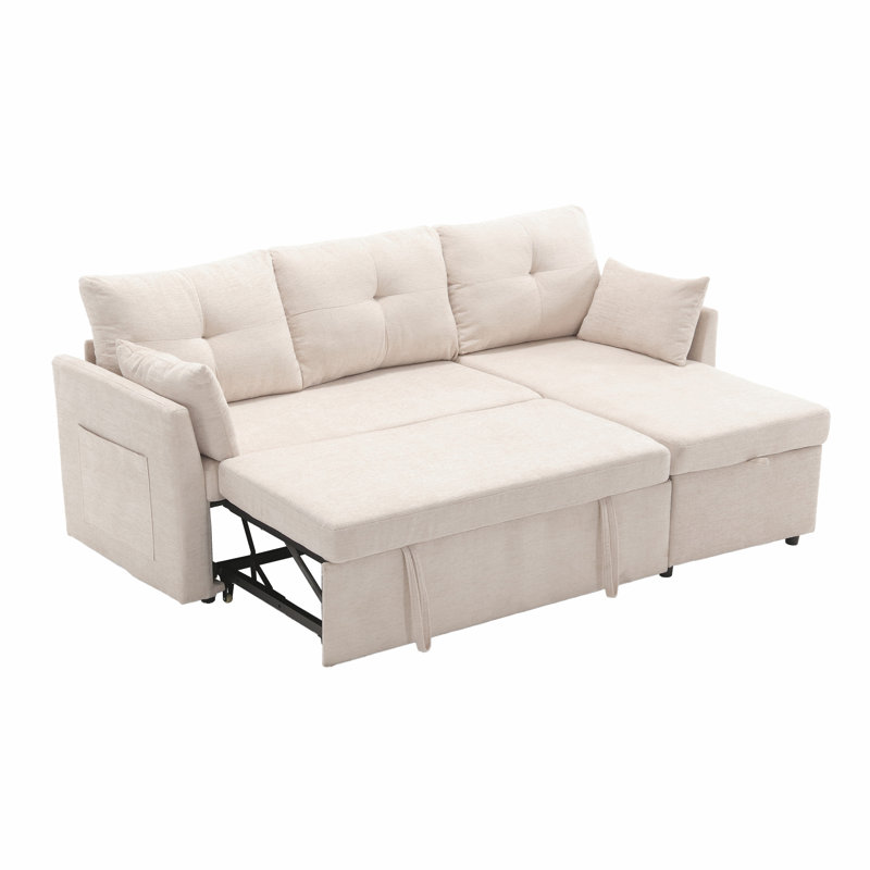 Canapé en L, Chenille beige