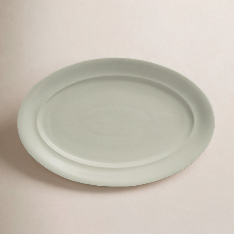 Over&Back Rimmed Oval Serving Platter, Green