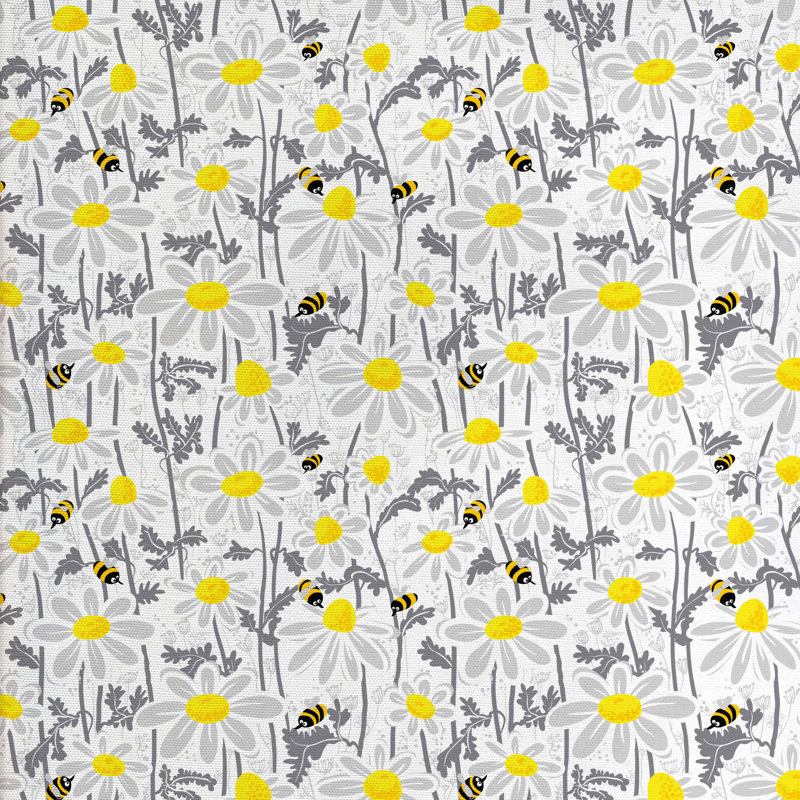 Tissu marguerite et abeilles, l 58 po x L 72 po
