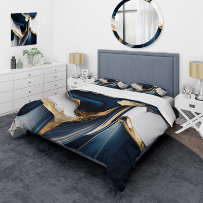 Ensemble de housse de couette Abstract Geode Waves Gold I BeddingMicrofiber / Polyester