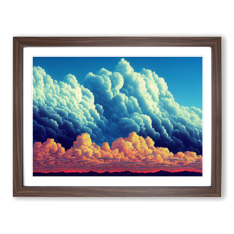 Angelical Clouds - Framed Print, 46cm H x 64cm W x 2cm D, Walnut