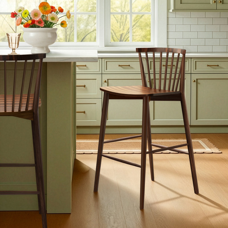 Tabouret de comptoir en bois massif 25 po Tybee, Noyer