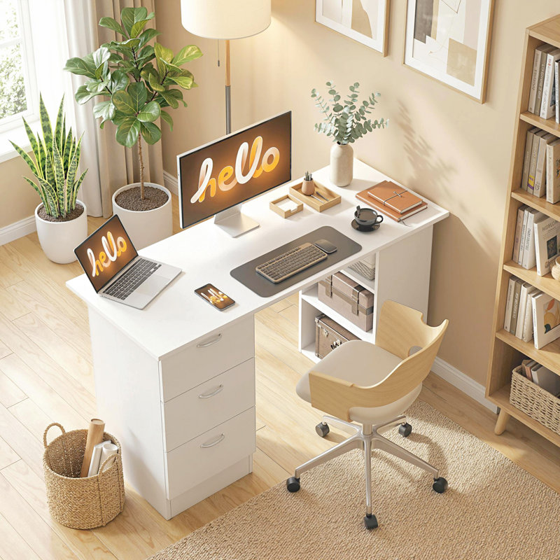 Computer Desk with 3-Tier Storage Shelves, Home Office Desk