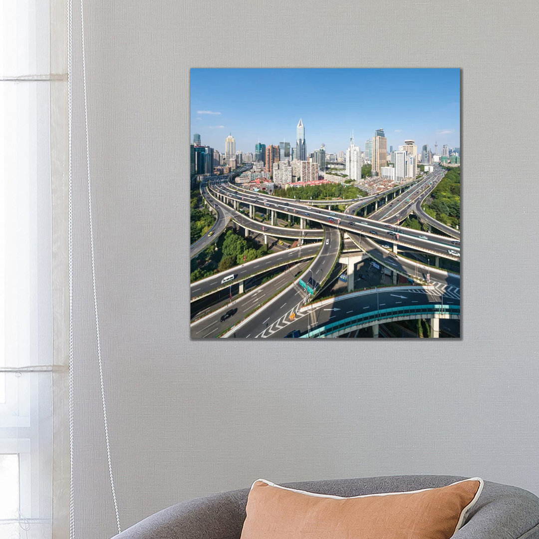 Intersection Road, Shanghai, China by Jan Becke - Wrapped Canvas Print