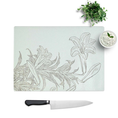 Glass Illustration of Lilies by Ohara Koson Chopping Board