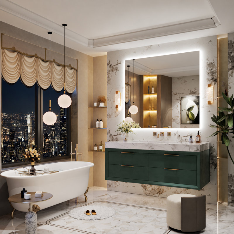 Miroir de salle de bain à DEL rétroéclairé sans cadre certifié Lunara UL, 40 po x 36 po