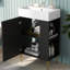 Modern Bathroom Sink Unit 21.6" With Ceramic & Right Storage Black Vanity Trolley