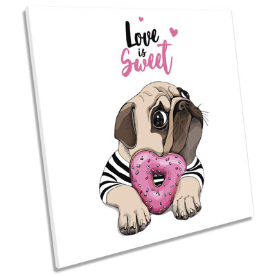 Z5829 Love Sweet Pug Dog Puppy Picture - Wrapped Canvas Print