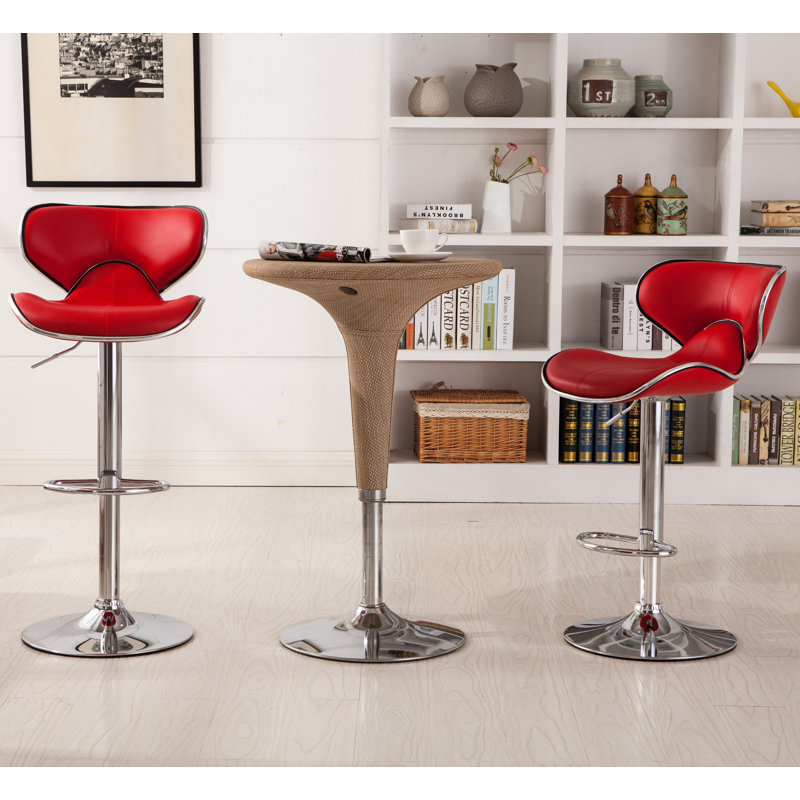 Leopoldo Swivel Upholstered Adjustable with Metal Frame, Red