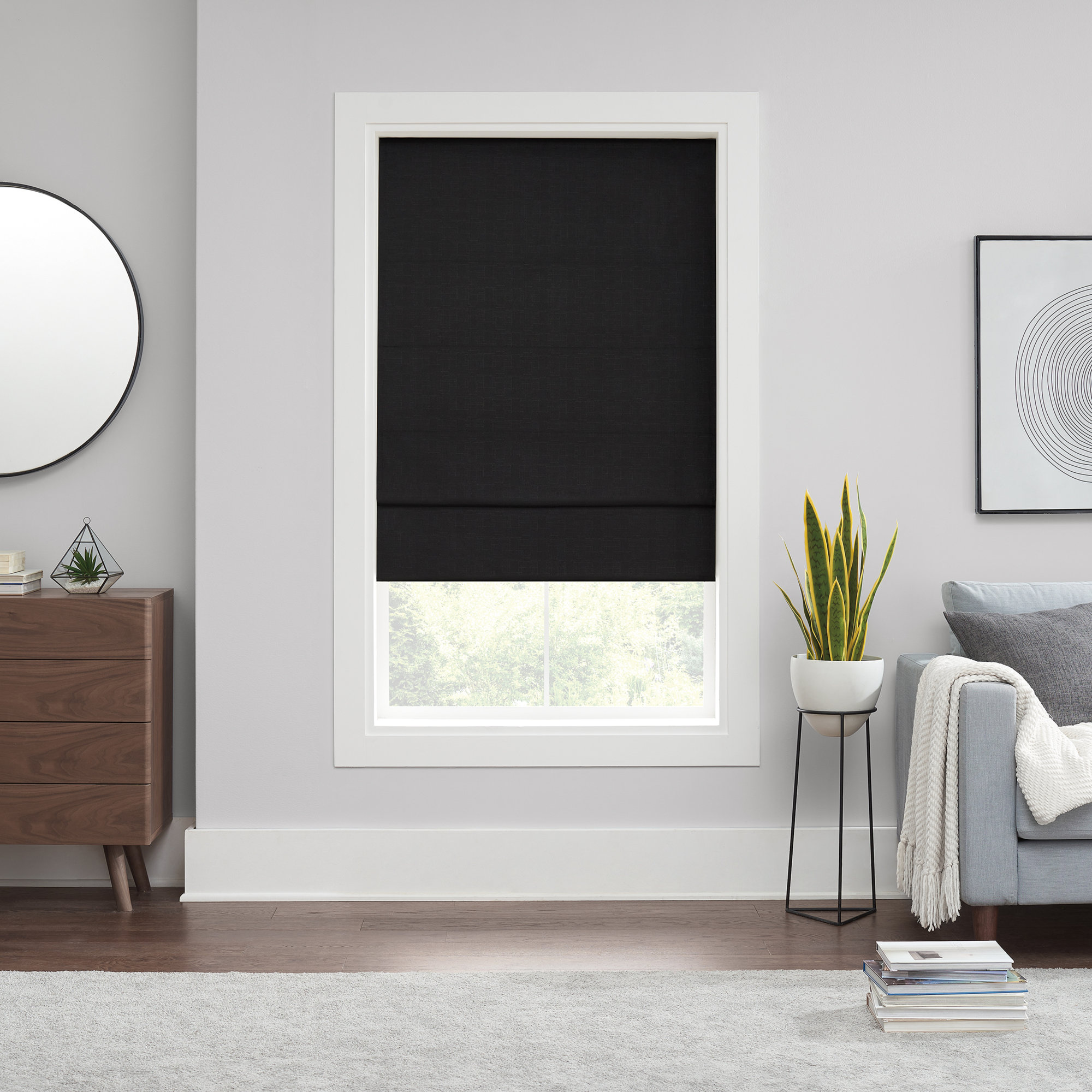 Eclipse Kylie Blackout Roman Shade, Black, 36"W x 64"L