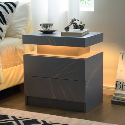 LED Nightstand with Drawers