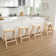 26.8"H Solid Wood Backless Counter Stool With Linen Upholstered Seat