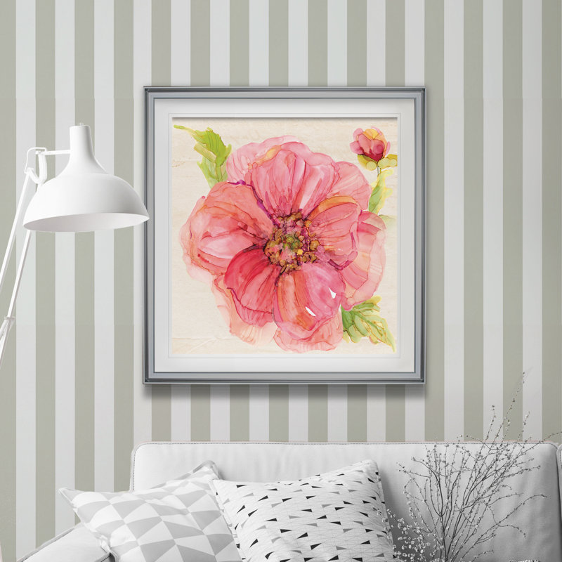 « botanique pivoine », impression encadrée, Cadre argenté, H 17,5 po x l 17,5 po x P 1,5 po