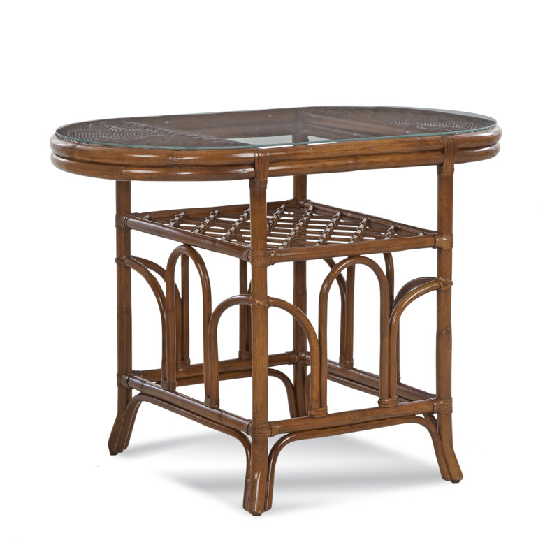 Arbor Oval Glass Dining Table, Bisque