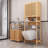 Extra Large Capacity Bamboo Toilet Storage Rack - Space-saving Design With Open Shelf & 2 Louvered Doors, Natural Color For Bathroom/laundry Room