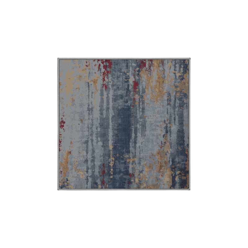 Machine Washable Gray Area Rug, Square 8'