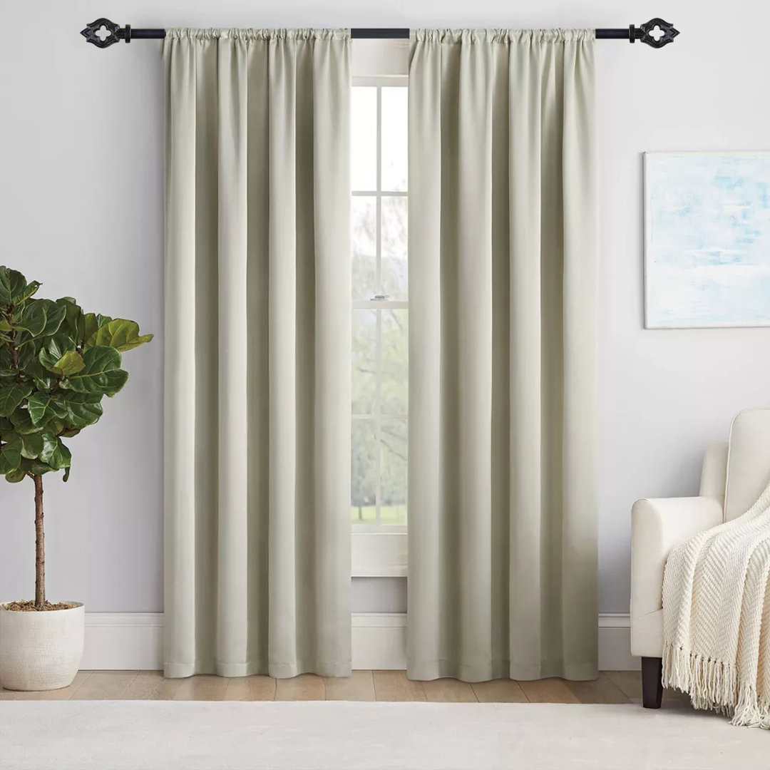 Palmer Polyresin Adjustable Single Curtain Rod Astoria Grand 