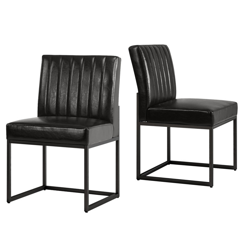Chaise d'appoint rembourrée en similicuir, Noir