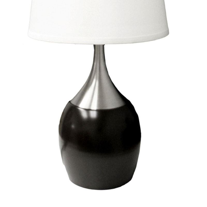 Lampe de table en métal 24 po avec finition espresso et abat-jour blanc 24 po, Espresso