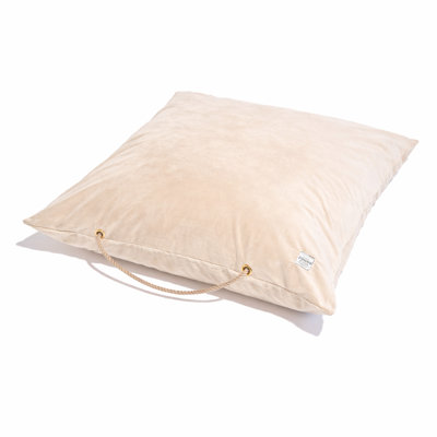  Dog Bed, Beige Velvet–Medium