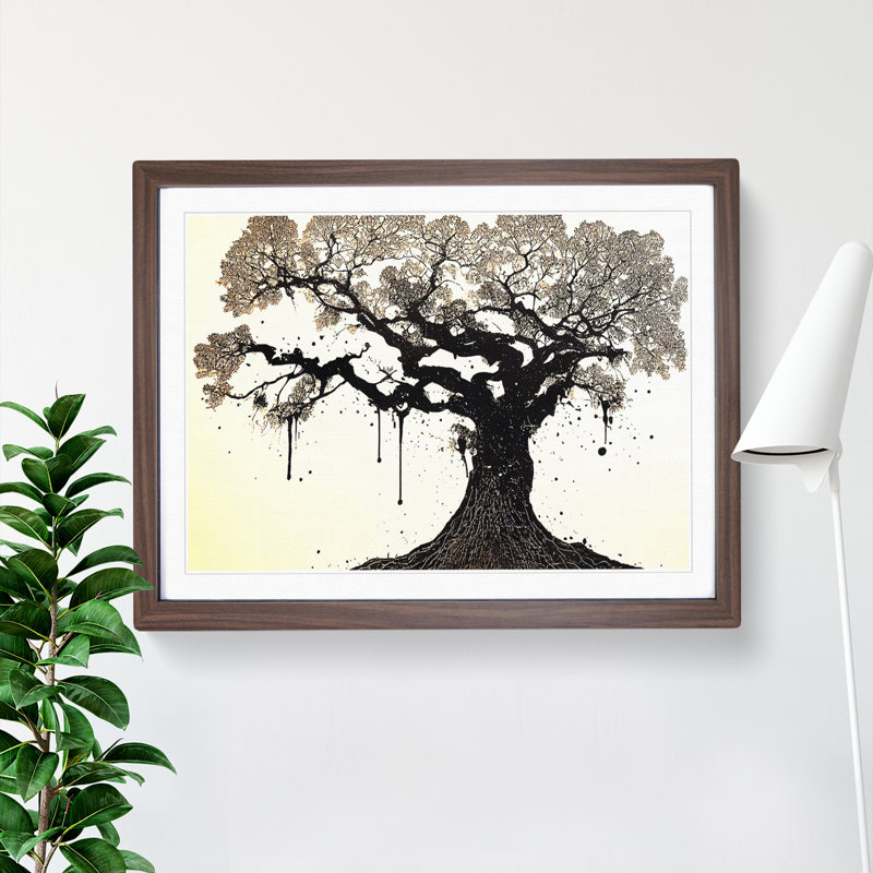 Beautiful Oak Tree - Single Picture Frame Print, 46cm H x 64cm W x 2cm D, Walnut Framed