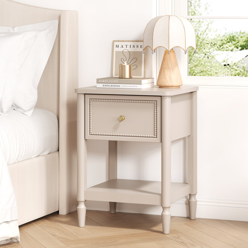 17.7''w 1-drawer Nightstand, Taupe