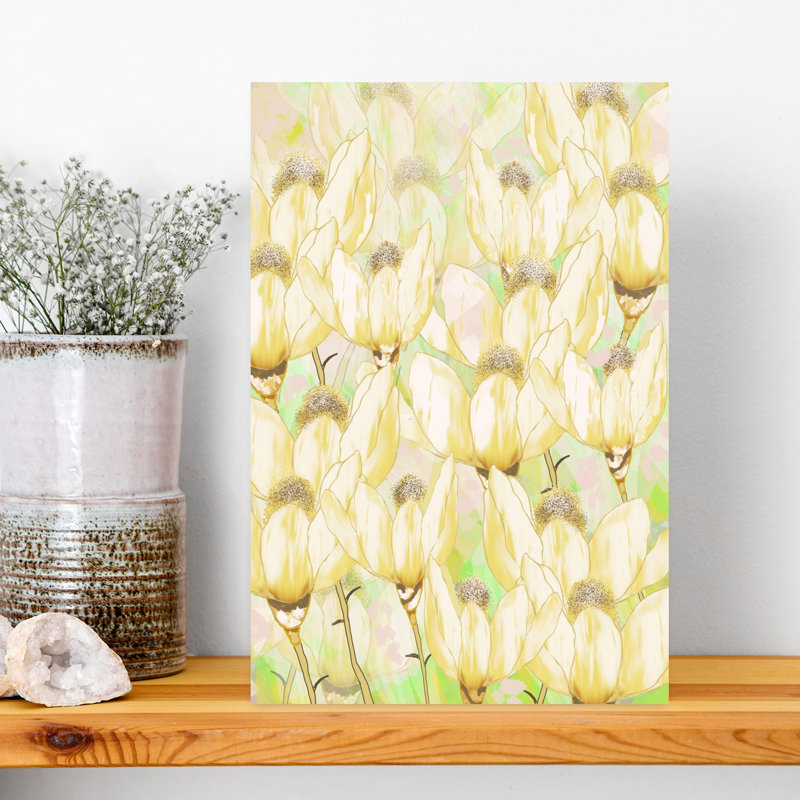 Douce fleur jaune délicate, art mural nature, H 18 po x l 12 po