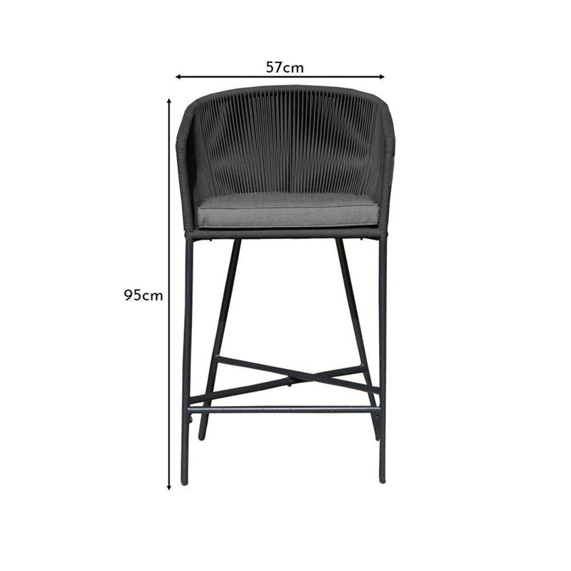 Fabiano Metal Outdoor 69.5cm Bar Stool with Cushion, Black