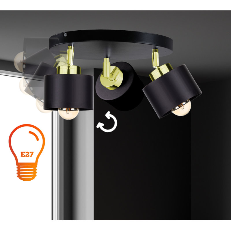 Baymore Ceiling Spotlight, Black, Black/Gold