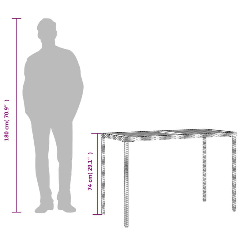 Petehn Rectangular Outdoor Dining Table , 115cm cm W 54cm cm D, Black