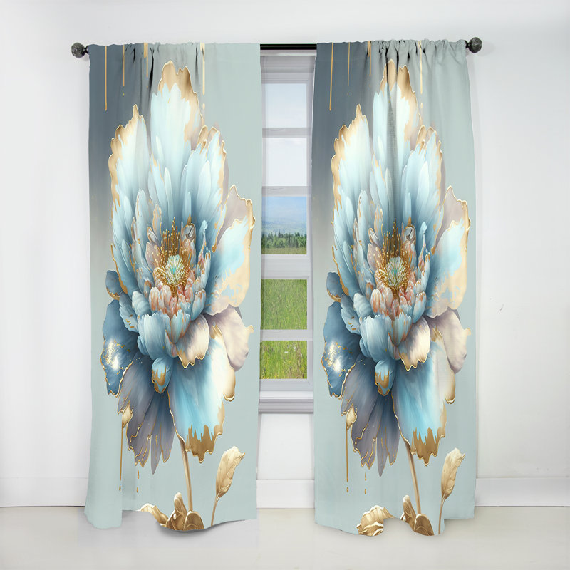 Rideau occultant Chic Blue Blooming Flower IV - Floral, L 52 po x L 90 po