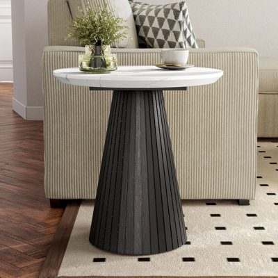 Housel Faux Marble Round End Table