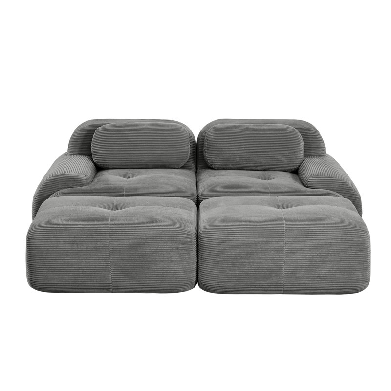 Canapé modulaire gris en velours côtelé de qualité supérieure, conception ergonomique pour les salons