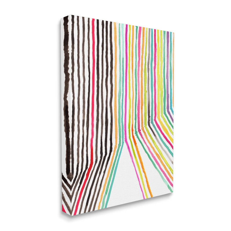 «Asymmetric Line Breaks Entre Fold Vibrant Rainbow» par Elvira Errico - Peinture sur toile, H 40 po x l 30 po, Toile tendue