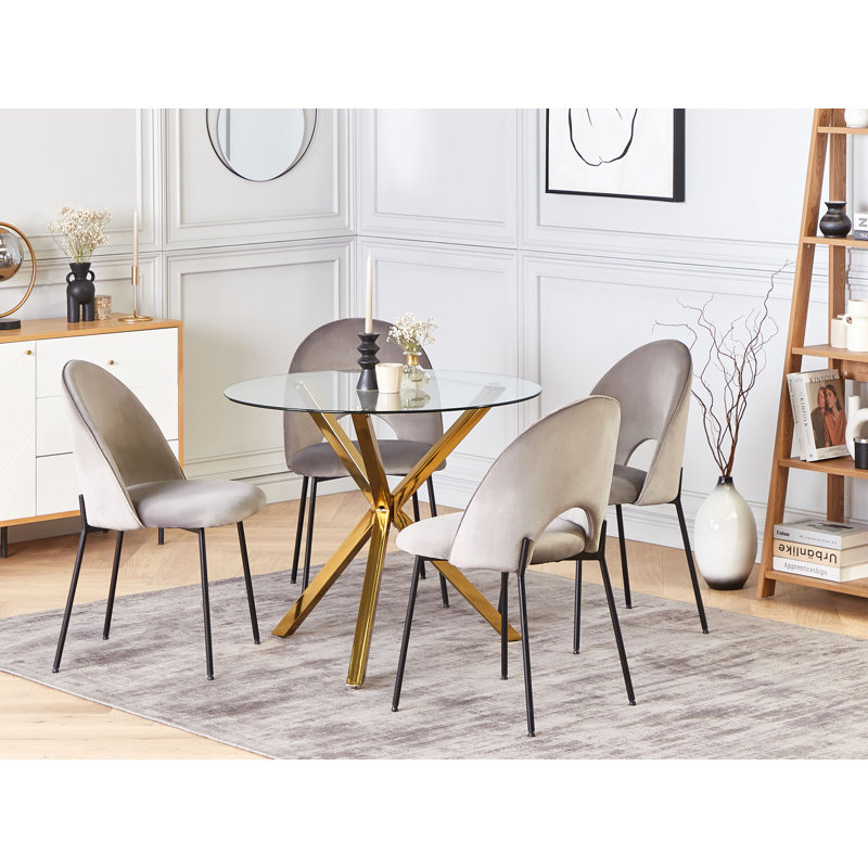 Bywood Round Glass Top Metal Base Dining Table