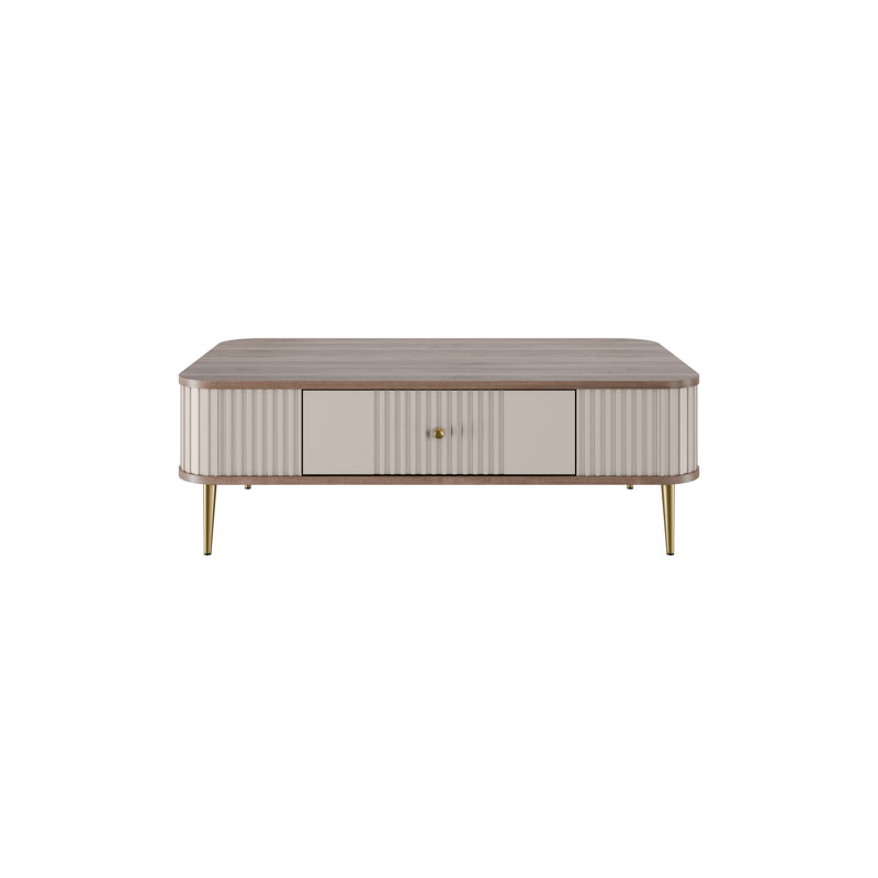 Dayzee Coffee Table with Storage, Cashmere/Nut Top/Gold Base