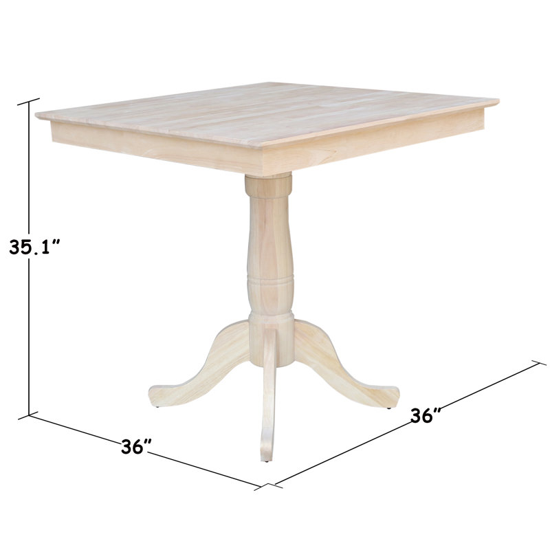 Hemuna Counter Height Solid Wood Pedestal Dining Table