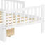Lit simple blanc avec rangement pour tête de lit et garde-corps - Cadre spacieux spacieux de conception moderne avec tiroir-2133002536
