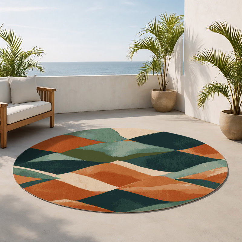 Tapis intérieur et extérieur Cerulean Shadows, Rond 5 pi
