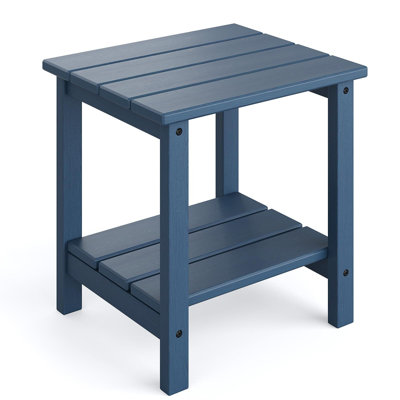 Adirondack Outdoor Side Table 18 x 15 inch, HDPE 2-Tier Patio Side Tables for Outside, All-Weather End Table for Patio Pool Deck Indoor Backyard