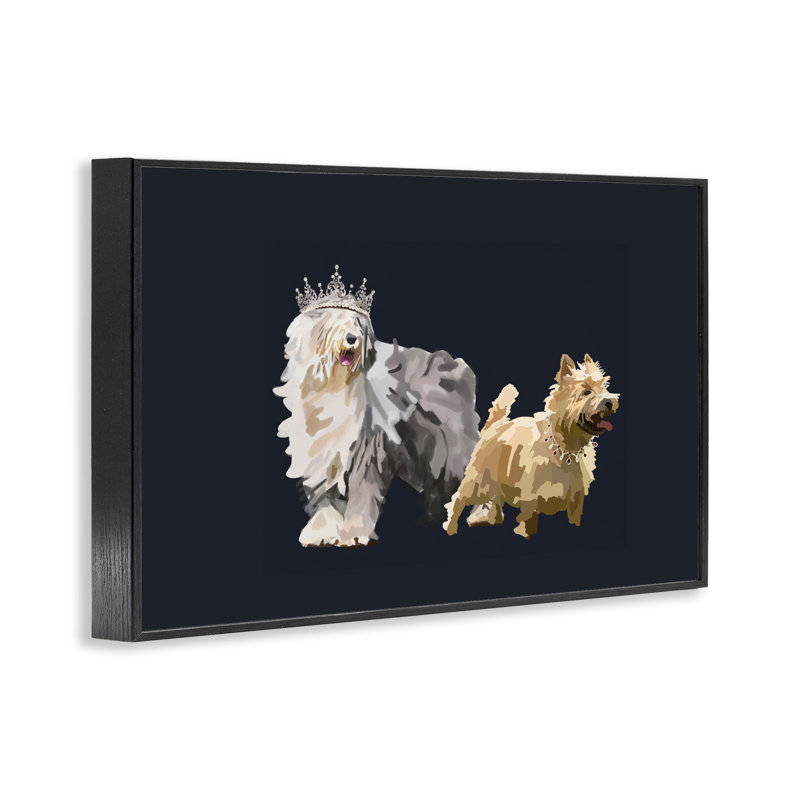 «Dog Duo with Crowns», estampe numérique par Amelia Noyes, Giclée encadrée noir minuit, H 12 po x l 18 po