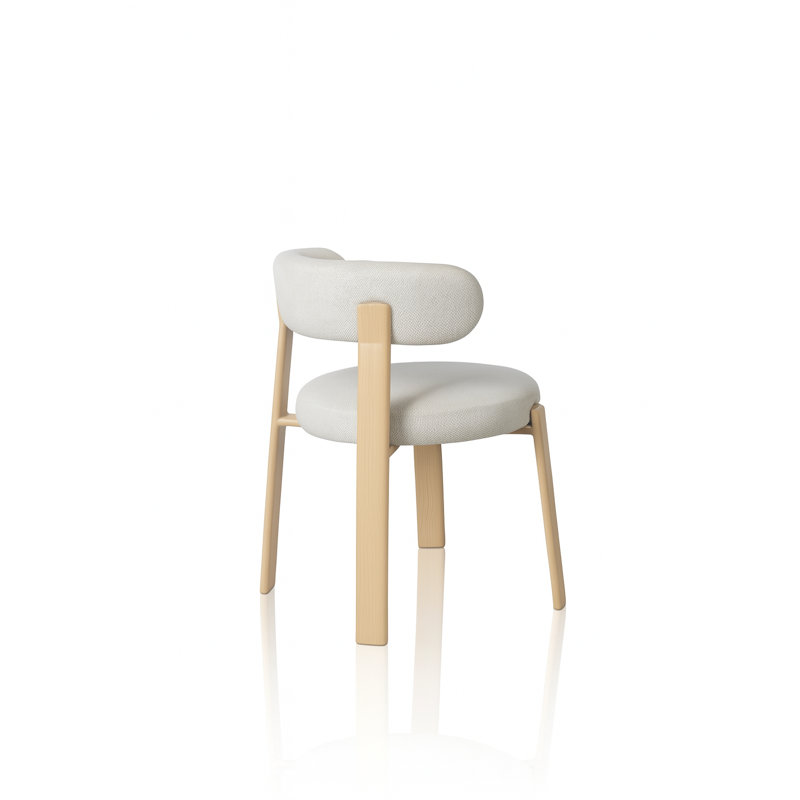 Chaises de salle à manger rembourrées à dossier incurvé à l'apparence de bois 2 pièces, Beige, Bois naturel